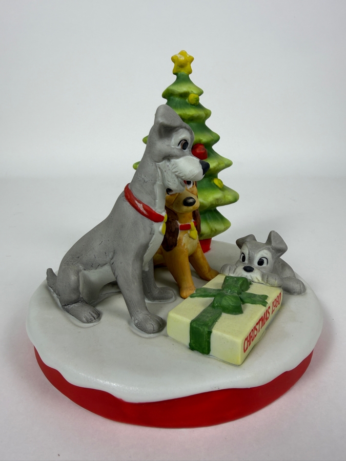 Vintage Grolier The Disney Collection Christmas 1980 Lady And The Tramp Bisque Figurine Designed By Walt Disney Artists 6'H [Photo 3]