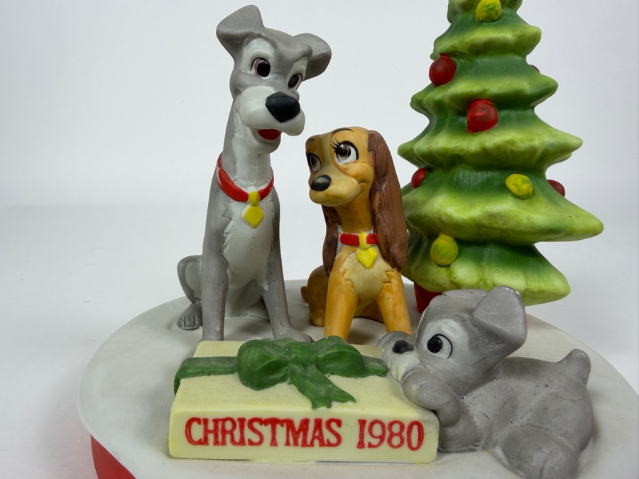 Vintage Grolier The Disney Collection Christmas 1980 Lady And The Tramp Bisque Figurine Designed By Walt Disney Artists 6'H [Photo 2]