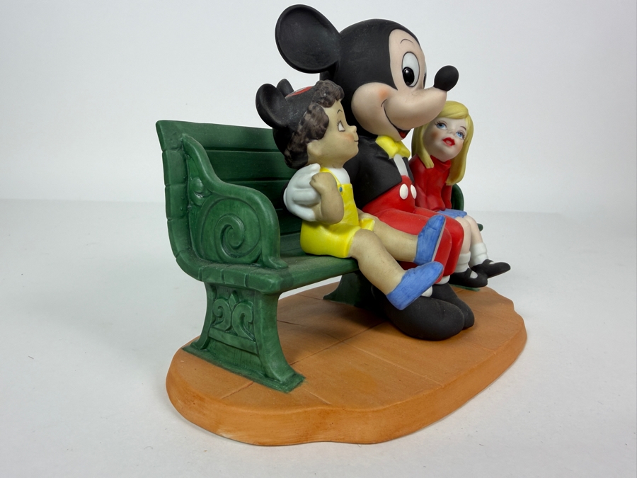 Vintage Walt Disney World Mickey Mouse Sitting On Bench With Children Porcelain Figurine 5.5'H [Photo 5]