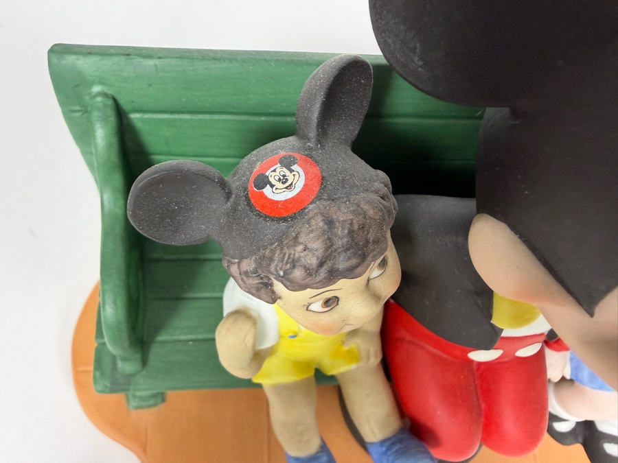 Vintage Walt Disney World Mickey Mouse Sitting On Bench With Children Porcelain Figurine 5.5'H [Photo 4]