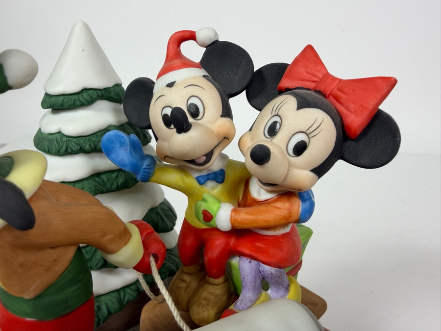 Vintage Grolier The Disney Collection Christmas 1989 'The Sleigh Ride' Limited Edition 8,402/25,000 Mickey Minnie And Goofy Figurine Designed By Walt Disney Artists 6'H [Photo 3]