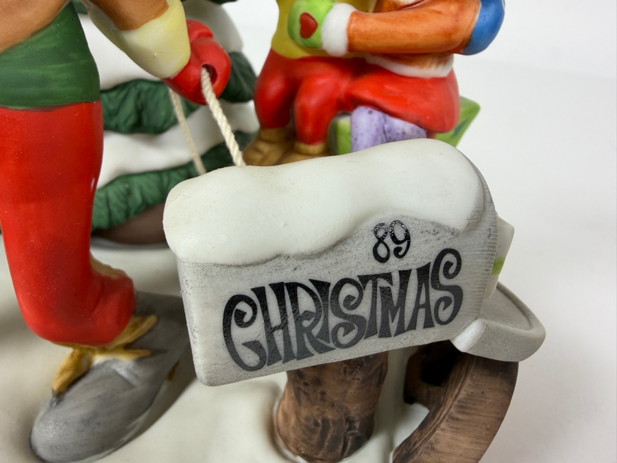 Vintage Grolier The Disney Collection Christmas 1989 'The Sleigh Ride' Limited Edition 8,402/25,000 Mickey Minnie And Goofy Figurine Designed By Walt Disney Artists 6'H [Photo 2]