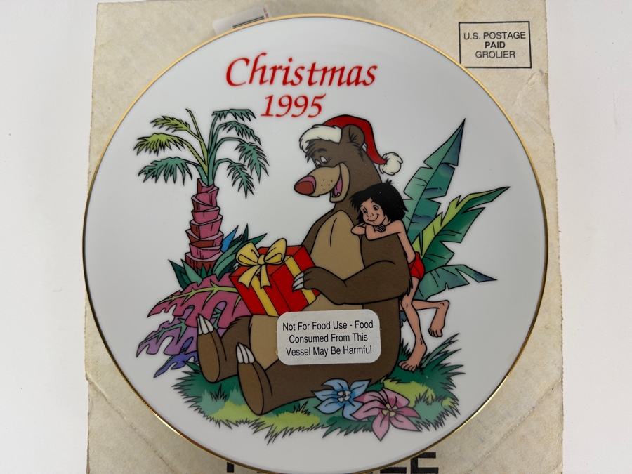 Vintage Grolier The Disney Collection Christmas 1995 'For You, Baloo' Limited Edition 19,346/50,000 Grolier Collector Plate 8.5'W [Photo 2]