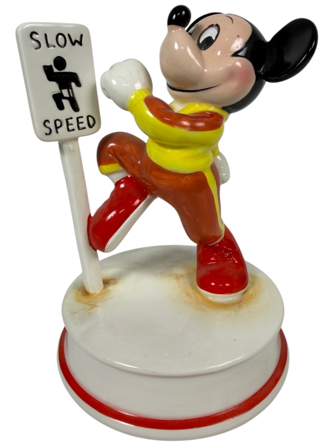 Vintage Schmid Disney Characters Mickey Mouse Jogging 'Chariots Of Fire' Music Box 7'H