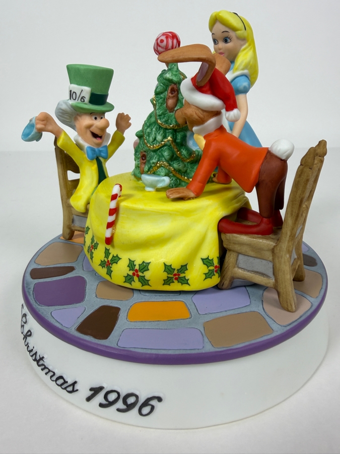 Grolier Disney Collectibles 'Christmas In Wonderland' Alice Mad Hatter And March Hare 1996 Limited Edition 1,930/25,000 Figurine 5.5'H [Photo 2]