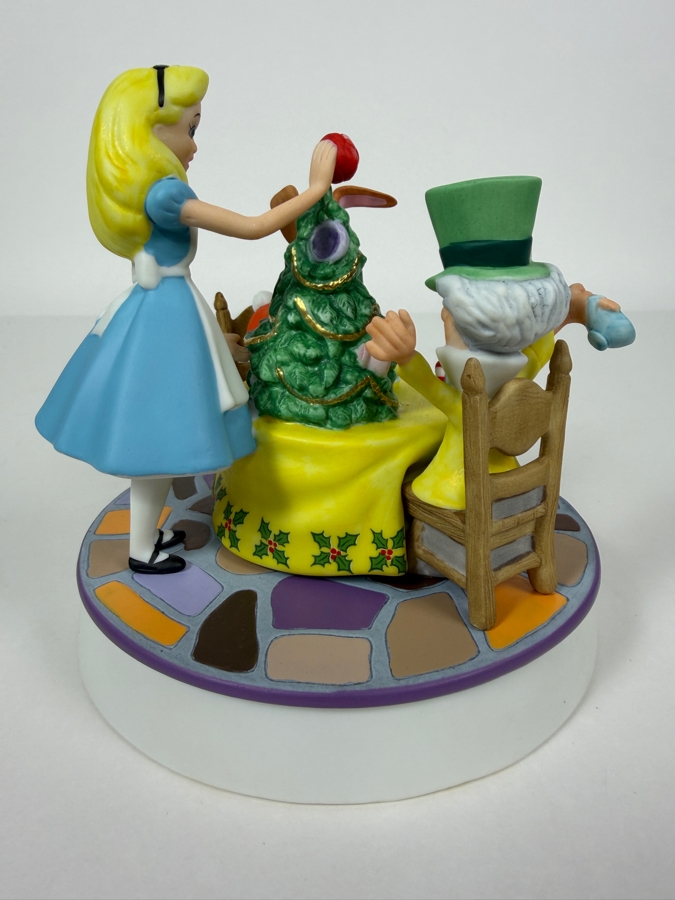 Grolier Disney Collectibles 'Christmas In Wonderland' Alice Mad Hatter And March Hare 1996 Limited Edition 1,930/25,000 Figurine 5.5'H [Photo 6]
