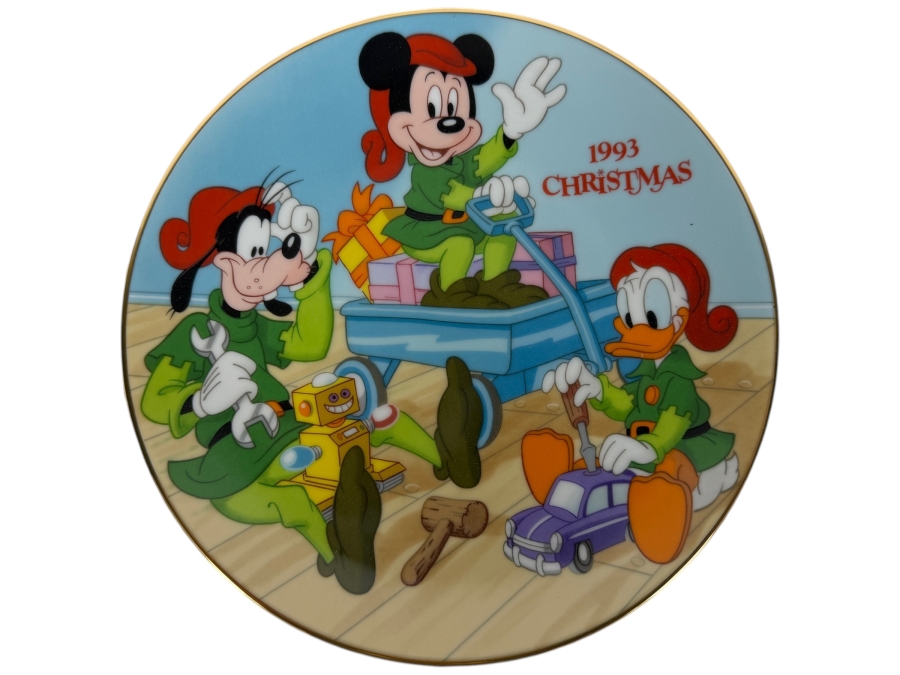 Vintage Grolier Disney 'Santa's Workshop' Mickey Goofy And Donald 1993 Limited Edition 14,373/50,000 Collector Plate 8.5'W