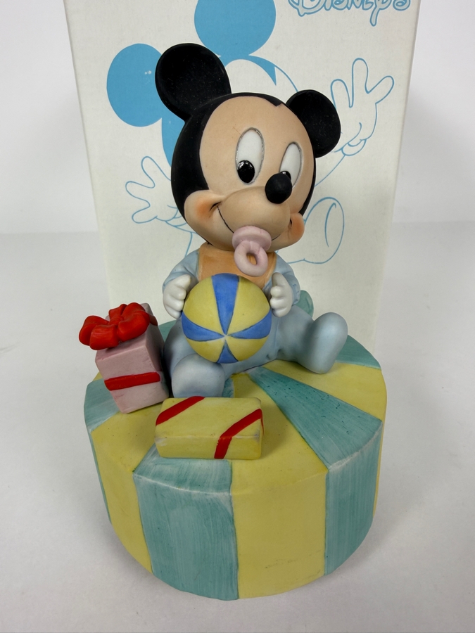 Vintage 1984 Disney Babies Goebel 'Happy Birthday' Baby Mickey Mouse Rotating Music Box 5.75'H [Photo 2]