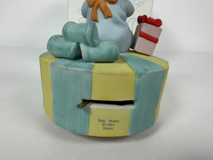 Vintage 1984 Disney Babies Goebel 'Happy Birthday' Baby Mickey Mouse Rotating Music Box 5.75'H [Photo 4]