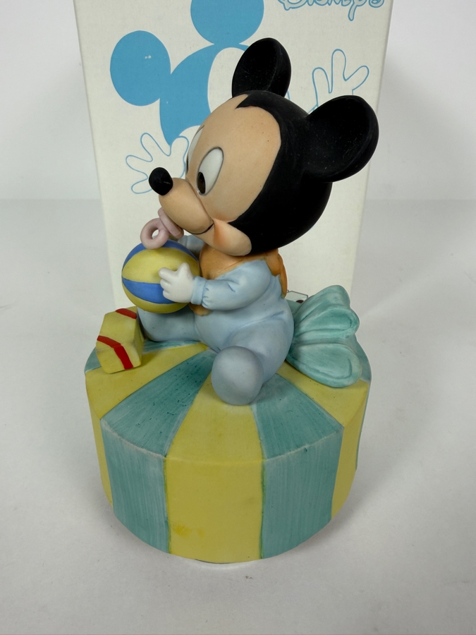 Vintage 1984 Disney Babies Goebel 'Happy Birthday' Baby Mickey Mouse Rotating Music Box 5.75'H [Photo 3]