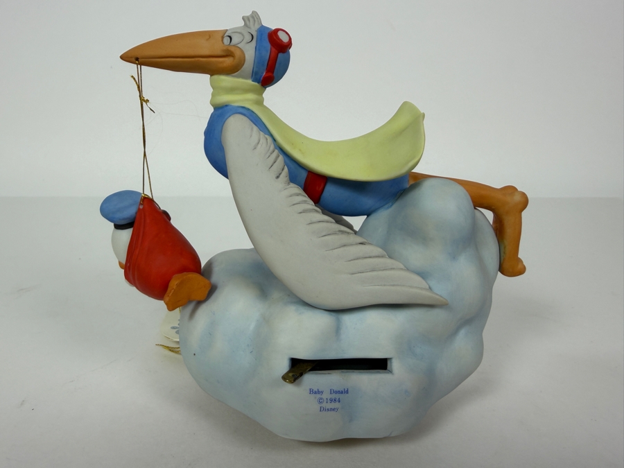Vintage 1984 Disney Babies New Arrivals Goebel Baby Donald And Stork Music Box 5'H [Photo 5]