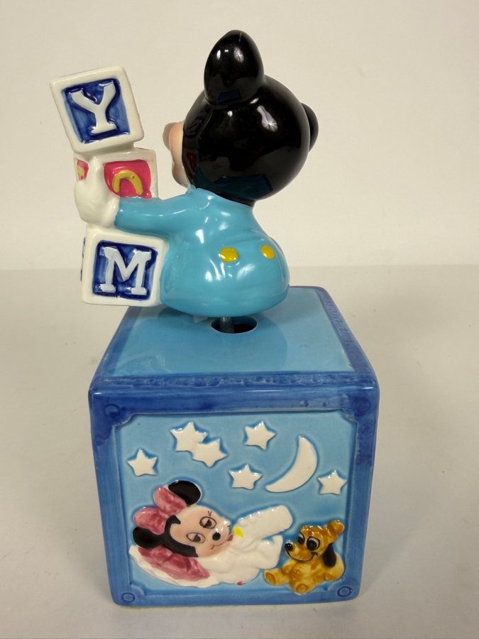 Vintage 1984 Disney Babies Goebel Baby Mickey Mouse ABC Blocks Rotating Music Box 6'H [Photo 3]