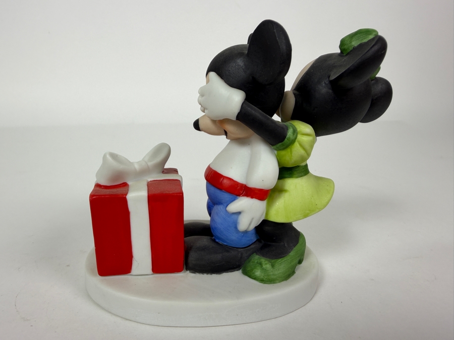 Vintage Disney Gift Ware Mickey & Minnie Present Bisque Porcelain Figurine 4'H [Photo 2]