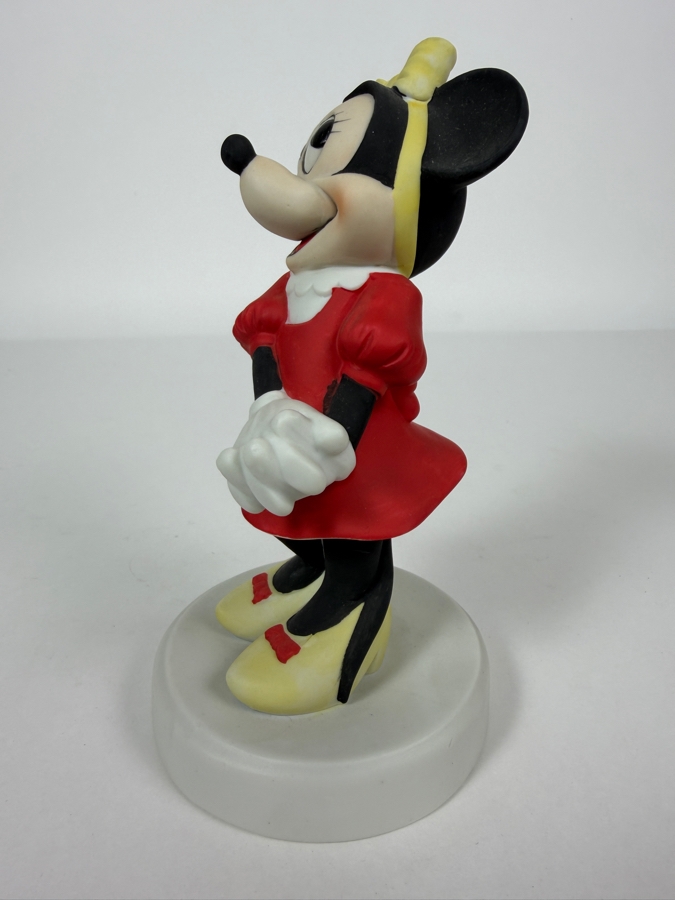 Vintage Walt Disney Productions Minnie Mouse Red Dress Bisque Porcelain Figurine 7'H [Photo 3]