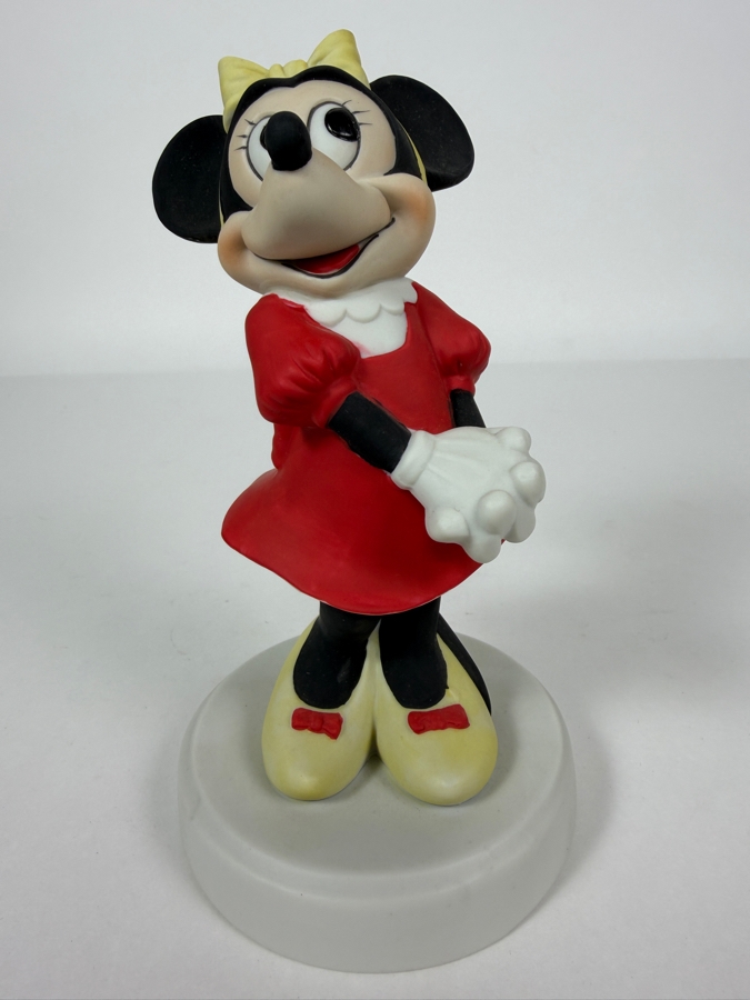Vintage Walt Disney Productions Minnie Mouse Red Dress Bisque Porcelain Figurine 7'H [Photo 2]