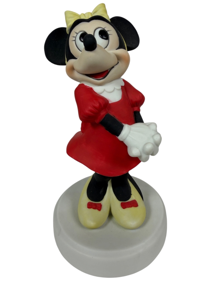 Vintage Walt Disney Productions Minnie Mouse Red Dress Bisque Porcelain Figurine 7'H