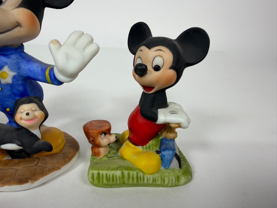 Walt Disney Productions Vintage Ceramic Bisque Mickey Mouse Figurine Set 2.5' - 4'H [Photo 3]