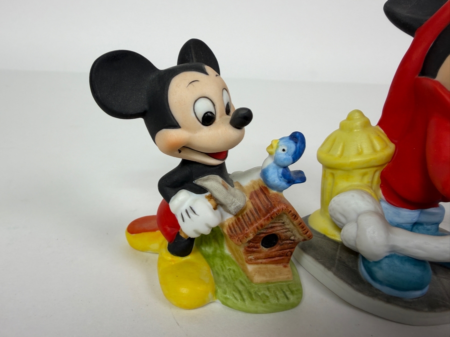 Walt Disney Productions Vintage Ceramic Bisque Mickey Mouse Figurine Set 2.5' - 4'H [Photo 4]