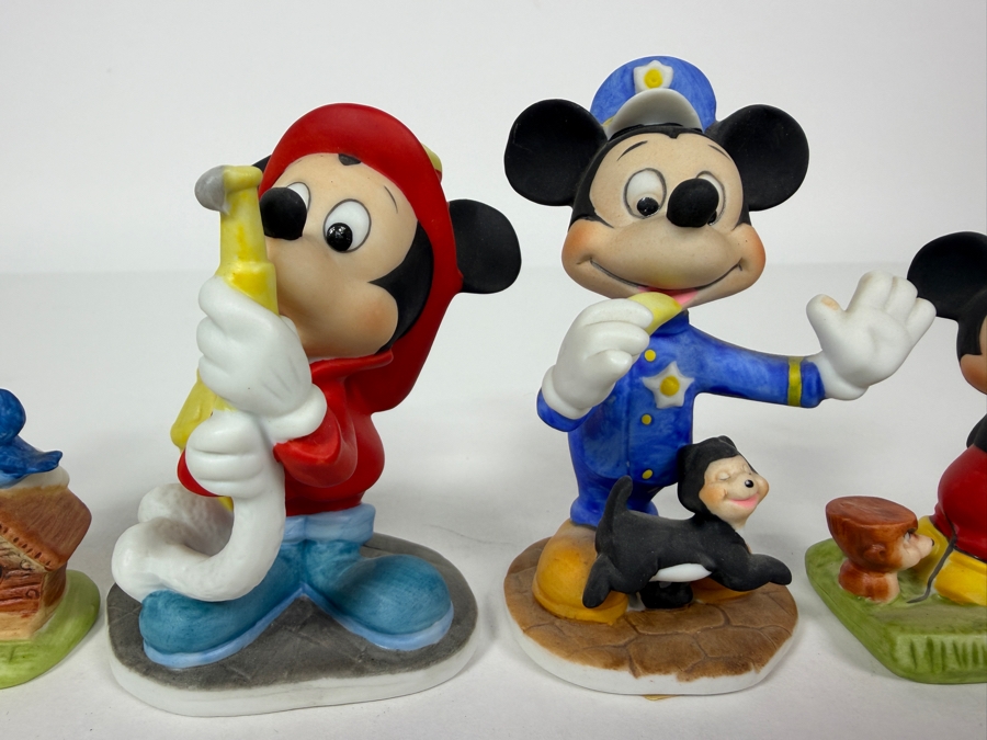 Walt Disney Productions Vintage Ceramic Bisque Mickey Mouse Figurine Set 2.5' - 4'H [Photo 2]