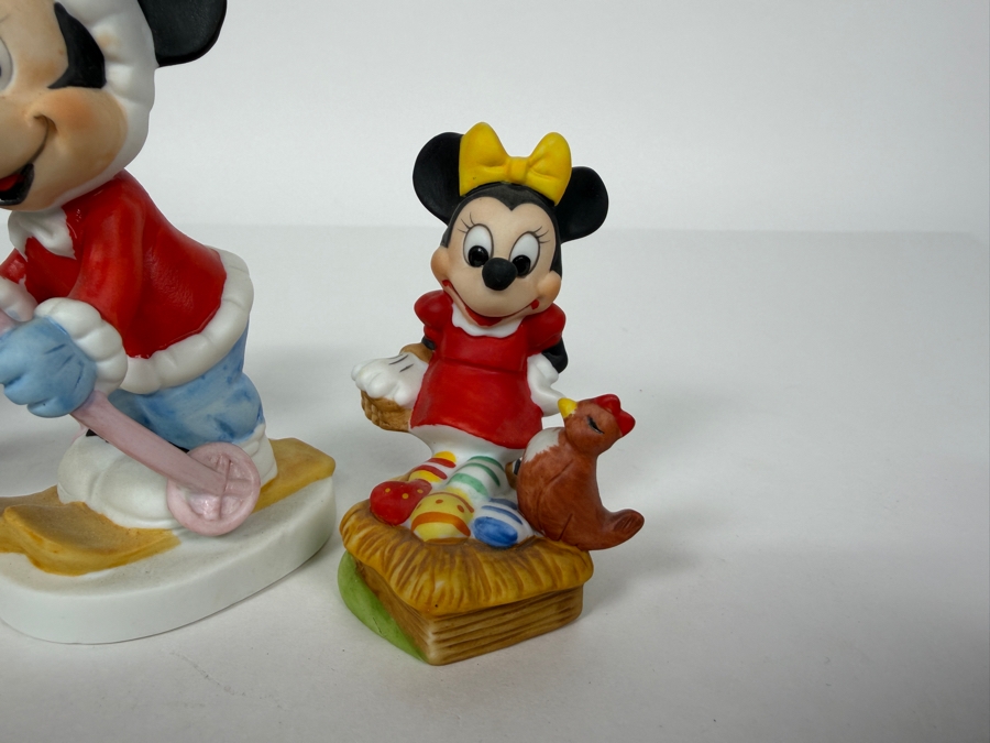 Walt Disney Productions Vintage Ceramic Bisque Minnie Mouse Career And Hobby Figurine Set 4'H [Photo 4]