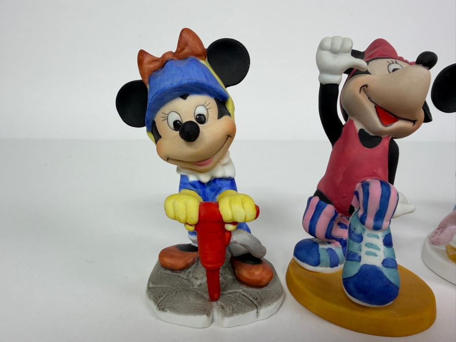 Walt Disney Productions Vintage Ceramic Bisque Minnie Mouse Career And Hobby Figurine Set 4'H [Photo 2]