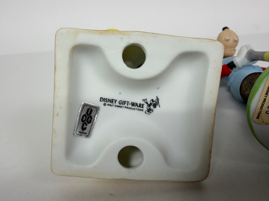 Walt Disney Productions Vintage Ceramic Bisque Goofy Baseball Catcher Sledding And Plumber Figurine Set 3'H - 6.5'H [Photo 10]