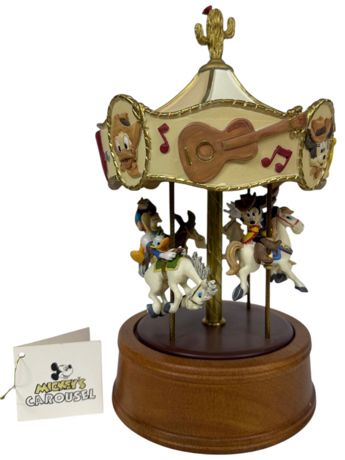 Vintage Willitts Designs Mickey's Western Carousel Musical Figurative Box 10.25'H