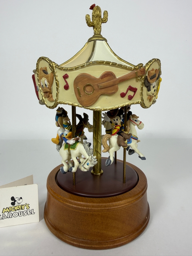 Vintage Willitts Designs Mickey's Western Carousel Musical Figurative Box 10.25'H [Photo 2]