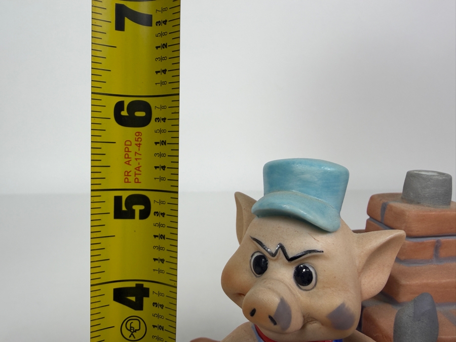 Vintage 1970s Walt Disney Productions Practical Pig 'Wolf Proof Cement' Porcelain Music Box Figurine 5.75'H [Photo 8]