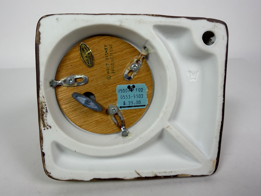 Vintage 1970s Walt Disney Productions Practical Pig 'Wolf Proof Cement' Porcelain Music Box Figurine 5.75'H [Photo 5]