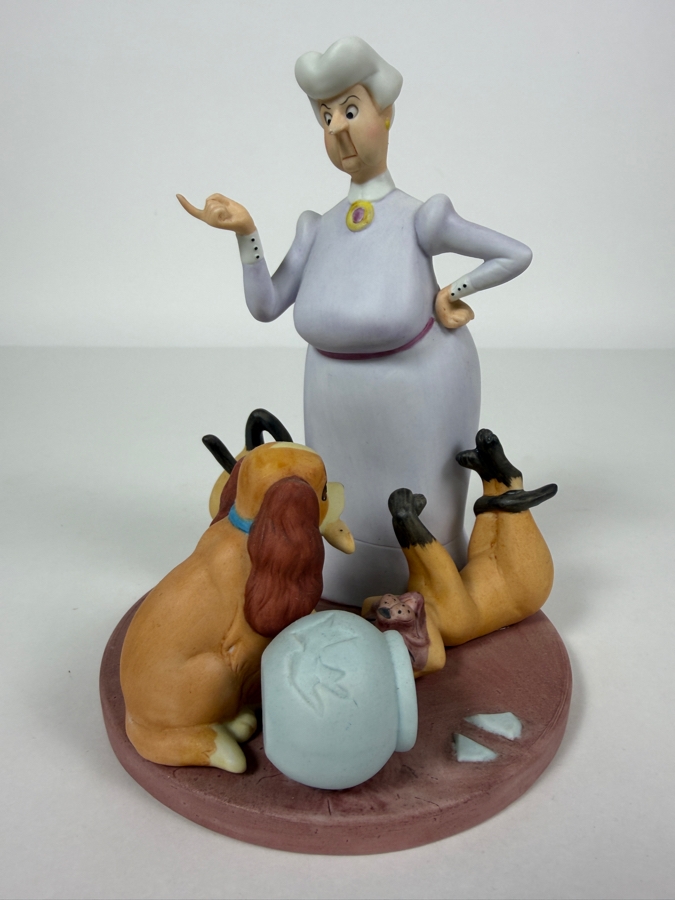 Vintage Grolier The Disney Collection Heroes & Villains Lady & The Tramp Aunt Sarah Si And Am Limited Edition 144/24,750 Figurine Designed By Walt Disney Artists 6.5'H [Photo 4]
