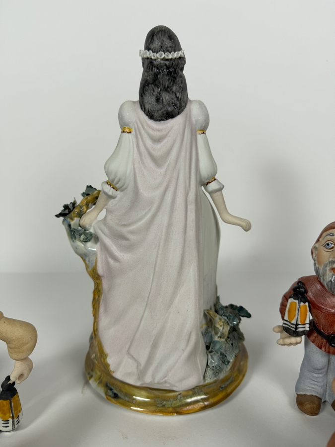 Vintage Walt Disney Productions Alba Iulia Snow White 11'H & The Seven Dwarfs 7'H Large Porcelain Figurine Set Made In Romania 10.5'H [Photo 11]