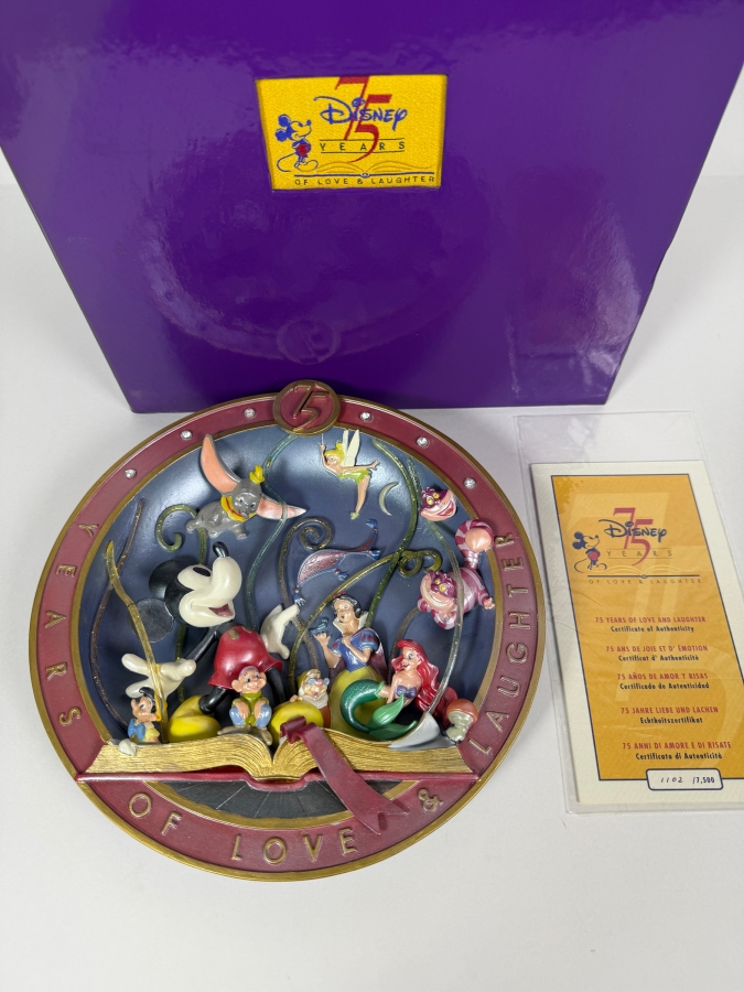 Disney's 75th Anniversary '75 Years Of Love & Laughter' Limited Edition 1,102/7,500 3D Collector Plate 8.5'W [Photo 2]