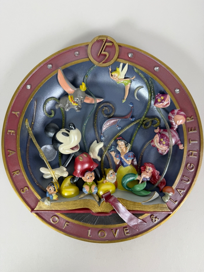 Disney's 75th Anniversary '75 Years Of Love & Laughter' Limited Edition 1,102/7,500 3D Collector Plate 8.5'W [Photo 3]