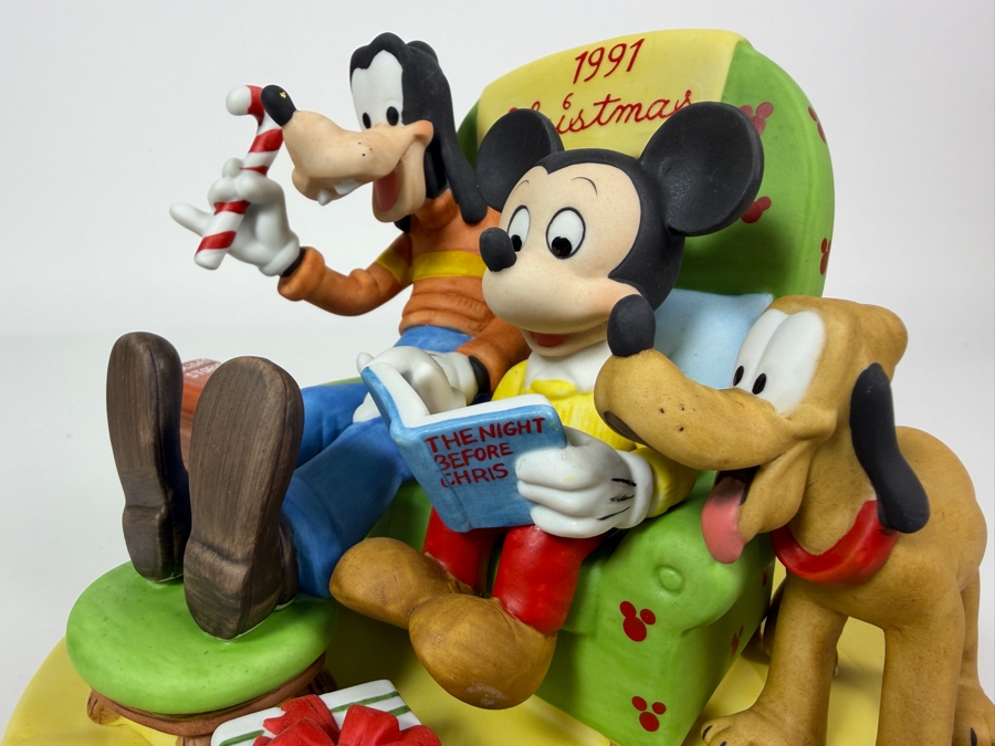 Vintage Disney Grolier Limited Edition 4,859/25,000 Worldwide 1991 The Night Before Christmas Mickey Mouse Goofy And Pluto Figurine 5.5'H [Photo 3]