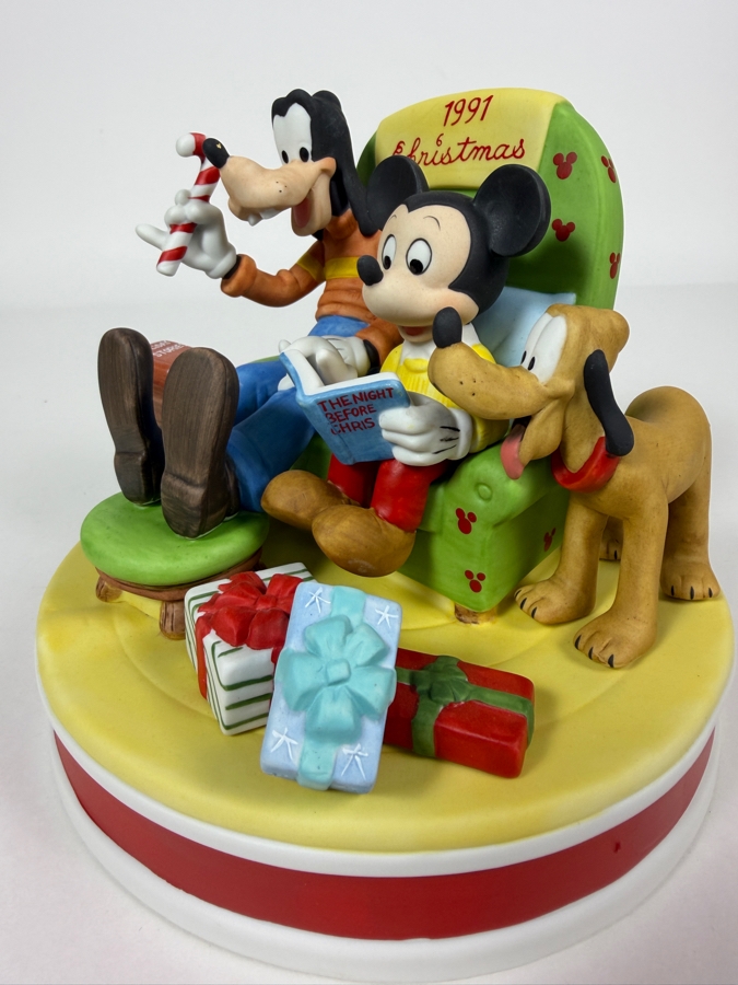 Vintage Disney Grolier Limited Edition 4,859/25,000 Worldwide 1991 The Night Before Christmas Mickey Mouse Goofy And Pluto Figurine 5.5'H [Photo 2]