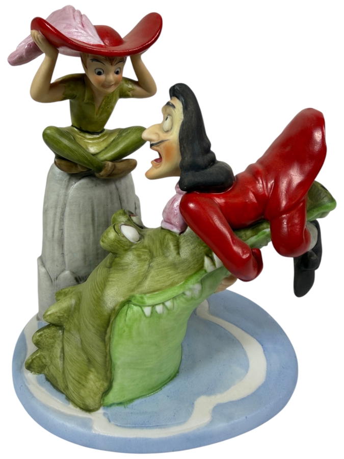 Vintage Grolier Disney's Magic Memories Limited Edition 255/15,000 Worldwide Peter Pan, Captain Hook, And Tick-Tock The Crocodile Figurine Designed By Walt Disney Artists 6'H