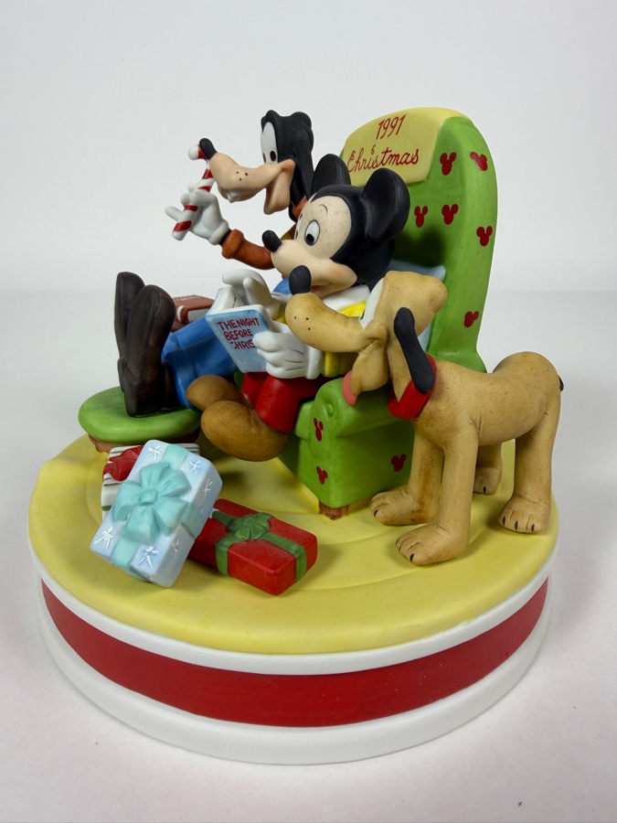 Vintage Disney Grolier Limited Edition 7,618/25,000 Worldwide 1991 The Night Before Christmas Mickey Mouse Goofy And Pluto Figurine 5.5'H [Photo 3]
