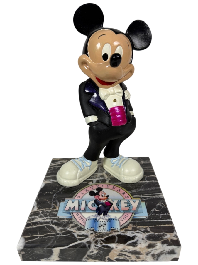 Rare 1987 Walt Disney 60 Years Mickey With You Resin Figurine On Marble Base 7.5'H
