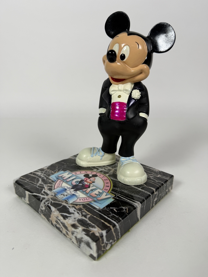 Rare 1987 Walt Disney 60 Years Mickey With You Resin Figurine On Marble Base 7.5'H [Photo 4]