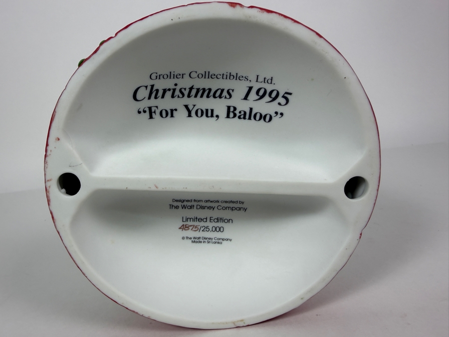 Disney Grolier Limited Edition 4,875/25,000 Worldwide 1995 Christmas For You, Baloo Baloo and Mowgli Porcelain Figurine 6.5'H [Photo 5]