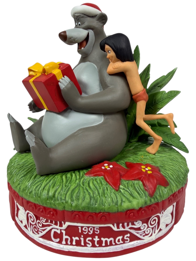 Disney Grolier Limited Edition 4,875/25,000 Worldwide 1995 Christmas For You, Baloo Baloo and Mowgli Porcelain Figurine 6.5'H