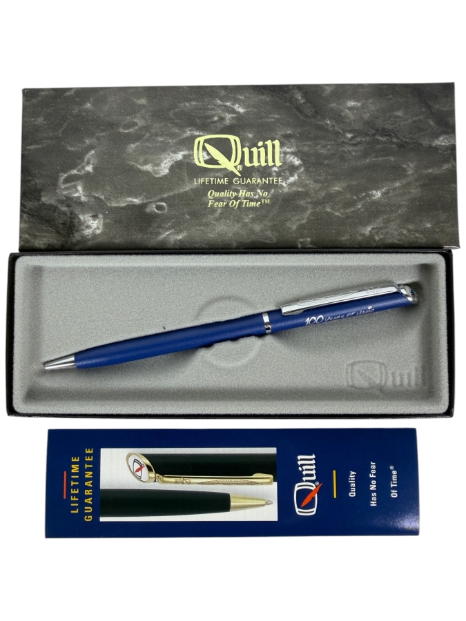 Disney 100 Years Of Magic Commemorative Quill Lifetime Guarantee Blue Ballpoint Pen In Original Gift Box