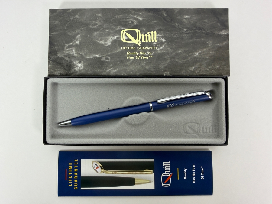 Disney 100 Years Of Magic Commemorative Quill Lifetime Guarantee Blue Ballpoint Pen In Original Gift Box [Photo 3]
