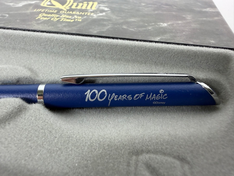 Disney 100 Years Of Magic Commemorative Quill Lifetime Guarantee Blue Ballpoint Pen In Original Gift Box [Photo 2]
