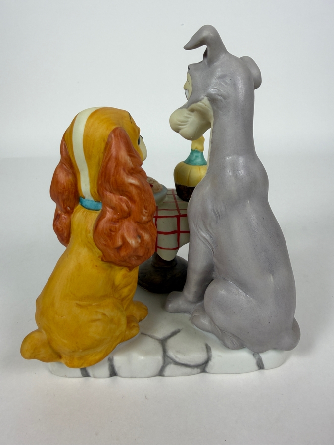 Vintage Walt Disney Productions Lady And The Tramp Ceramic Spaghetti Dinner Scene Figurine 6.5'H [Photo 4]