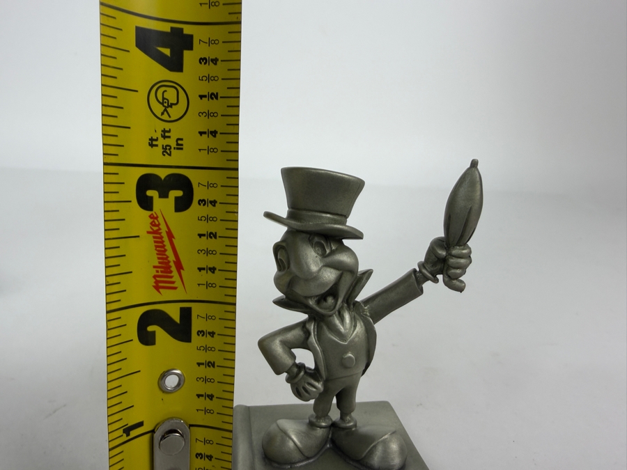 Vintage Walt Disney Productions Solid Pewter Jiminy Cricket Figurine Standing On Books Produced For The 10th Annual Hall Of Leaders By Schmid 3.25'H [Photo 6]