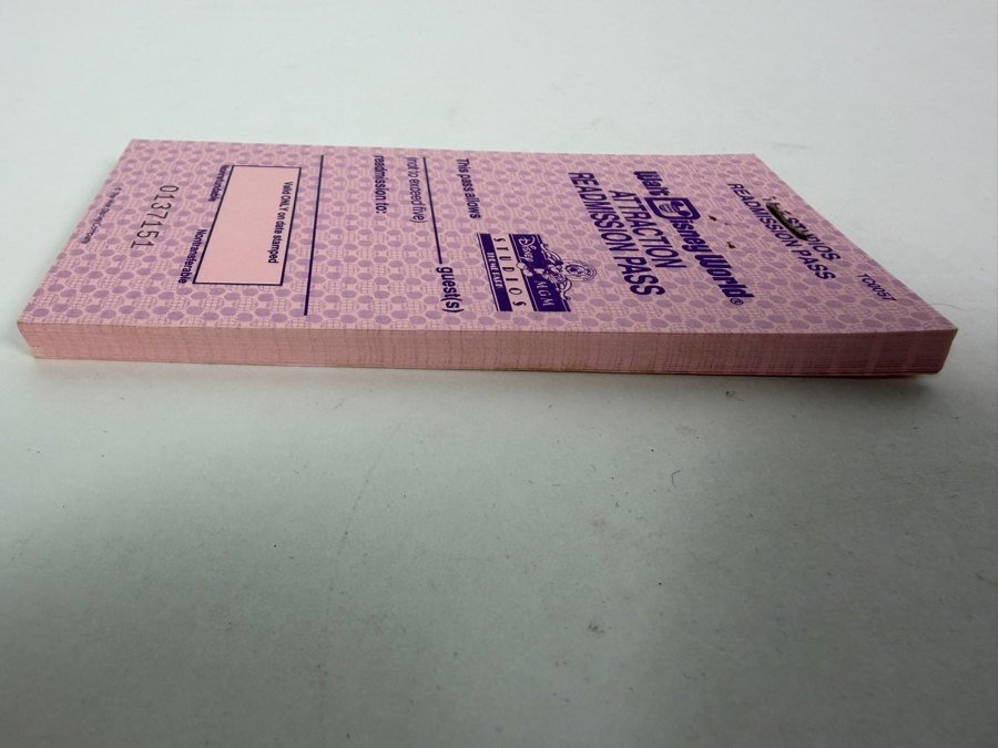 Stack of Vintage Walt Disney World Disney-MGM Studios Attraction Readmission Pass Tickets Issued For Up To Five Guests To One Experience 0137151-0137175 [Photo 2]
