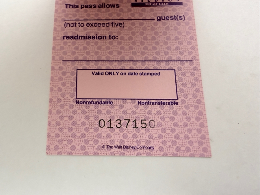 Stack of Vintage Walt Disney World Disney-MGM Studios Attraction Readmission Pass Tickets Issued For Up To Five Guests To One Experience 0137126-0137150 [Photo 4]
