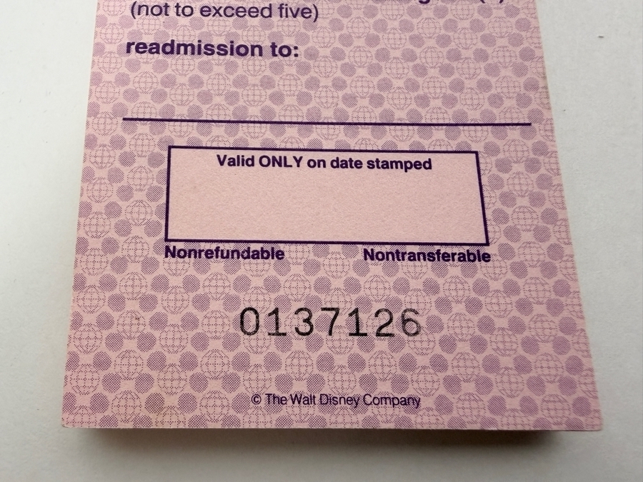 Stack of Vintage Walt Disney World Disney-MGM Studios Attraction Readmission Pass Tickets Issued For Up To Five Guests To One Experience 0137126-0137150 [Photo 2]